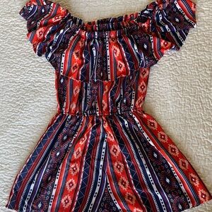 Rue21 Red and Blue Patterned Romper